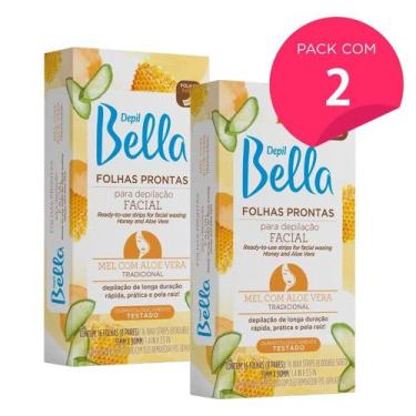 Imagem de Kit 32 Folhas Prontas Para Depilação Facial Mel e Aloe Vera Depil Bell