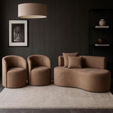 Imagem de Conjunto Decorativo 02 Poltronas + Sofá Curvo Orgânico Nature Gaia Sue