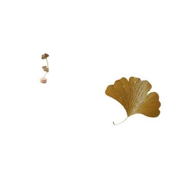 Imagem de Fenteer Escultura Criativa Nórdica de Folha de Metal E Folhas de Ginkgo em Ferro Forjado, Estatueta Abstrata de Parede para Artesanato, para Mesa de Festa, Sa