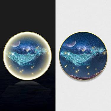Imagem de Decoração de parede de arte de parede com tira de LED, arte de parede de luxo de metal, decoração de parede de quarto de baleia, esculturas de parede modernas, decoração de casa para sala de estar