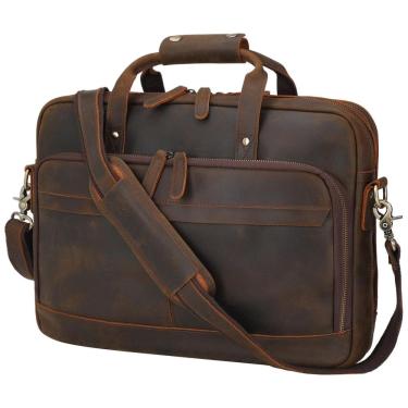 Imagem de Bolsa Carteiro Masculina de Couro Grão Integral para Laptop com 15 Polegadas, Masa Kawa...