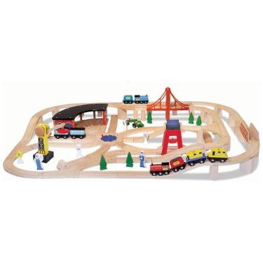 Imagem de Kit Ferroviário Infantil de Madeira com 130 Peças Ideal para Crianças a Partir de 3 Anos, Melissa & Doug