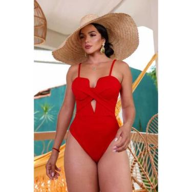 Imagem de Body Maiô Feminino Elegante Moda Praia Feminino Verão - Betanqur, Verm