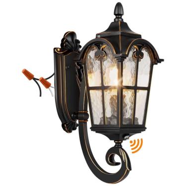 Imagem de Arandela Luminária Clássica Externa de Parede à prova dágua com Sensor, Base E27, 1 Unidade, PARTPHONER, Preto