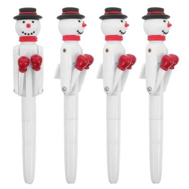 Imagem de NUOBESTY 4 peças de caneta de pancada de boneco de neve de Natal, linda caneta esferográfica de braço de boxe, brinquedo de descompressão interativo, ferramenta de escrita kawaii para lembrancinhas de