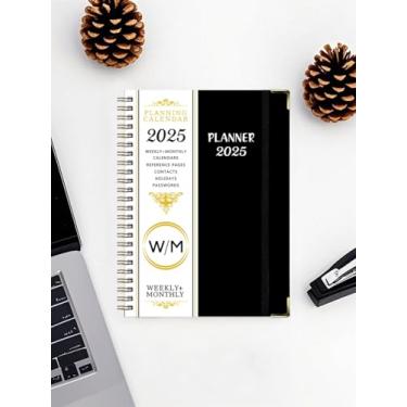 Imagem de Calendário planejador semanal e mensal 2025, 15,7 cm x 21,6 cm, inclui janeiro de 2025 a dezembro de 2025, preto, 1 pacote