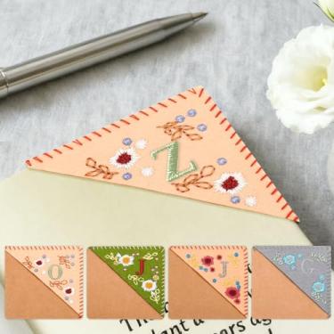Imagem de 1 marcador de página de tecido, marcador de página bordado, costura decorativa para escritório, estudo, material escolar, acessórios, primavera, letra Z