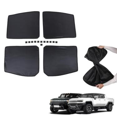 Imagem de Toldo de teto solar compatível com 2022 2023 2024 2025 2026 Hummer EV acessórios SUV/caminhonete 4 peças de vidro de pára-brisa de capota rígida isolamento solar blocos de viseira térmica
