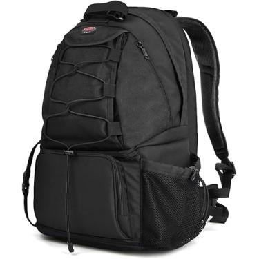 Imagem de BPAULL Mochila para câmera, bolsa grande à prova d'água para câmera DSLR com compartimentos para laptop de 15,6 polegadas, capa de chuva, mochila de viagem ao ar livre, mochila grande para caminhadas
