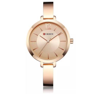 Imagem de Relógio Feminino Dourado Rose Curren Luxo Pulseira Metálica-Unissex