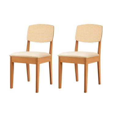 Imagem de Conjunto Com 2 Cadeiras Mdf Copper Premium Veludo Creme Naturale