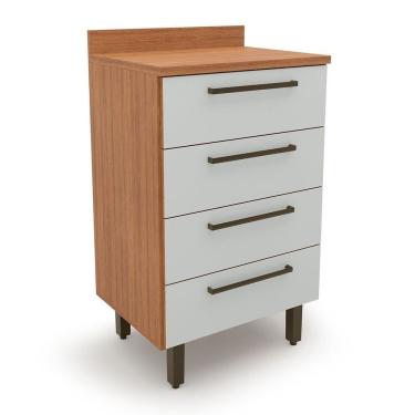 Imagem de Balcão Para Cozinha 4 Gavetas Evolution Plus Freijó- Off-white