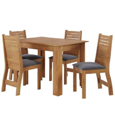 Imagem de Conjunto De Mesa Sala De Jantar Place 1,10m 4 Cadeiras Veludo Viero Madeirado / Cinza