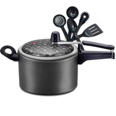 Imagem de Panela de Pressão 3,0L Antiaderente Panelux e Jogo de Utensílios 5 Peç