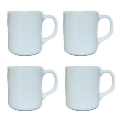 Imagem de Jogo de 4 Canecas de Porcelana Branca 300ml - Kit Elegante - Antilope 