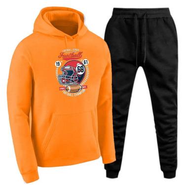 Imagem de Conjunto Moletom Plus Size Tamanho Grande Canguru Capuz Estampado Com Calça Basica Cordao Ajustavel