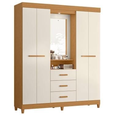 Imagem de Guarda Roupa ágata Com 4 Portas E 1 Cabideiro Albatroz Cinamomo/off White