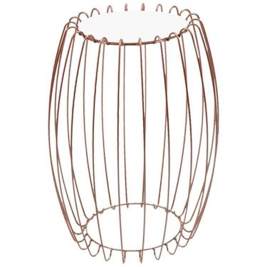 Imagem de Mesa Apoio Lateral 43 Cm Tampo Vidro Branco Base Metal Cobre Nacc Branco Cobre