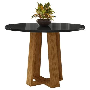 Imagem de Mesa De Jantar Redonda 4 Lugares 100cm Ella N02 Ypê-preto - Mpozenato