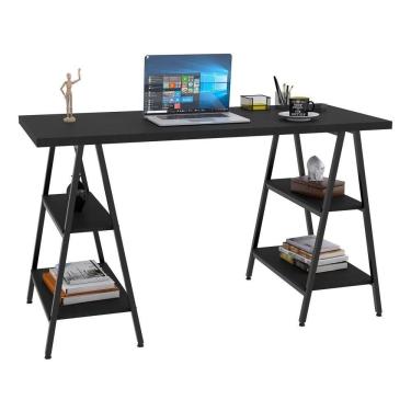 Imagem de Mesa Escrivaninha Cavalete 135cm Estilo Industrial Prisma C08 Preto ônix/preto - Mpozenato