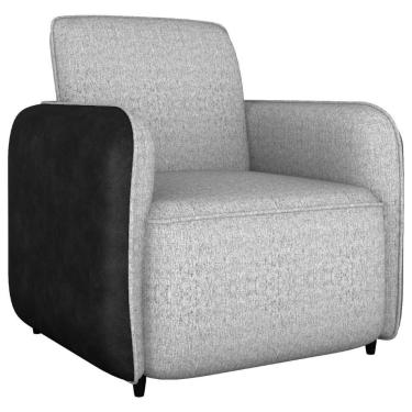 Imagem de Poltrona Decorativa Zuquire 76 Cm Linho Vancouver Corino Preto Milani Store Bege