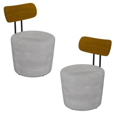 Imagem de Kit 2 Poltronas Decorativas Redondas 53cm Le Moon M22 Veludo Cinza - Mpozenato