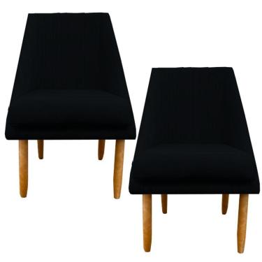 Imagem de Kit 02 Cadeiras Para Sala De Jantar Ana Pés Palito Suede Preto D'classe Decor