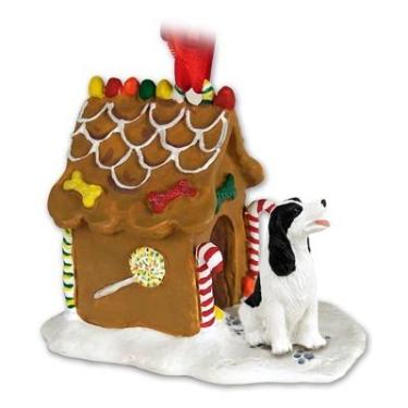 Imagem de Enfeite de Natal para casa de pão de gengibre de resina preta para cachorro SPRINGER SpanIEL 22B por Eyedeal Figurines