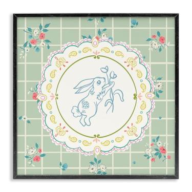 Imagem de Stupell Industries Spring Bunny on Doily Arte giclée emoldurada preta, design por Angela Steahling, 12 x 12