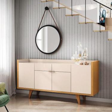 Imagem de Balcão Buffet 4 Portas 2 Gavetas Melodia HB Móveis, Off White/Cinamomo