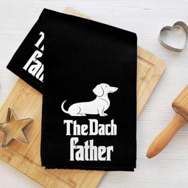 Imagem de Toalhas de cozinha de dachshund humorístico, toalha de prato decorativa de microfibra absorvente The Dach Father, toalhas de chá de waffle para cozinha, casa, banheiro, presentes para amantes de cães