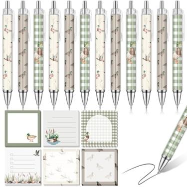Imagem de Sabary Conjunto de artigos de papelaria com 18 peças, 12 canetas estéticas e 6 notas adesivas, material escolar de escritório fofo para mulheres, presentes para estudantes, enfermeiros, professores
