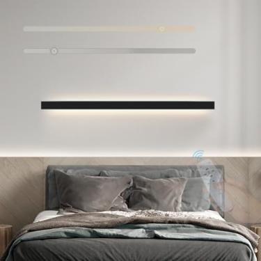 Imagem de GZZBMY Lâmpadas de Parede LED Interior Moderno Regulável Lâmpada de Parede com Controle Remoto Lâmpada de Corredor de Alumínio Iluminação de Parede Longa para Sala de Estar Quarto Escada Mesa de
