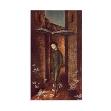 Imagem de Zeichn8u Remedios Varo decoração de parede menino e borboleta impressões em tela pintura surrealismo arte de parede decoração de casa Remedios Varo pôster presente para quarto sala de estar 100 x 60