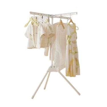 Imagem de Hhsdyl Varal de Roupas Tripé, Cabide Porta-Roupas Portátil e Dobrável, Economizador de Espaço - Varal de Roupas para Chão e Varanda,White,single layer