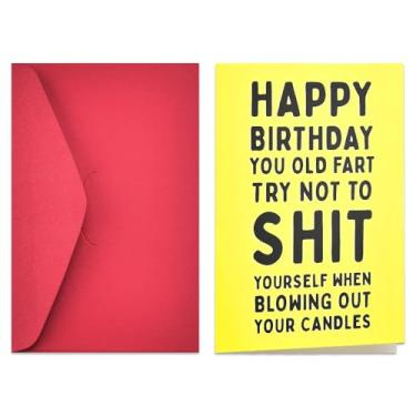 Imagem de Cartões de presente de aniversário engraçados para mulheres, homens, pai, mãe, 50, 60, 70, 80 anos, cartões de aniversário de casamento para avó, vovô, cartões de aniversário de casamento, com