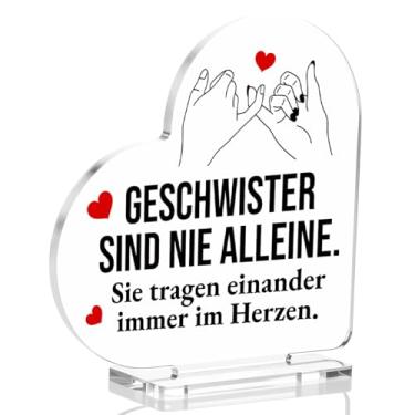Imagem de Presentes de irmãos para irmã irmão, irmãos nunca estão sozinhos placa de coração de acrílico presentes para irmãos, irmãs, Natal, aniversário