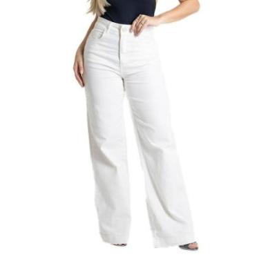 Imagem de Calça Sarja Sawary Wide Leg - 280901 - Off White 46-Feminino