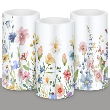 Imagem de Retisee 3 peças de velas de LED de Páscoa, operadas por pilha, casa de fazenda, coelhinho da Páscoa e estampa de coelho de flor para primavera sem chama, com controle remoto para quarto e sala de