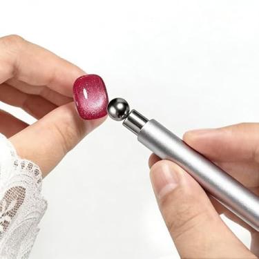 Imagem de Bastão magnético de unha de olho de gato magnético de ponta dupla com bolas de aço caneta magnética de esmalte de gel super forte para manicure