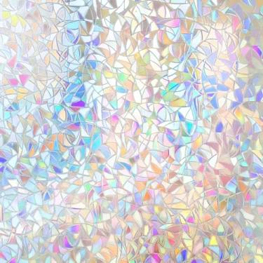 Imagem de Hilarious Película de privacidade para janela arco-íris, película de privacidade, película de proteção estática, fosco, 3D, decorativa, para janela, adesivo, decalque de privacidade, não adesivo