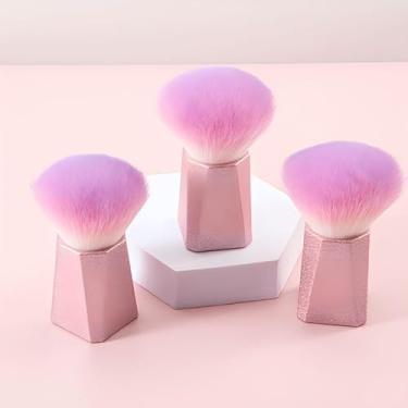 Imagem de Pincel para arte de unhas com glitter rosa com cerdas ultramacias, ferramenta profissional de beleza de unhas grande, pincel arredondado, afunilado, perfeito para creme líquido e pó