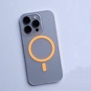 Imagem de Capa de celular ultrafina e luminosa para iPhone 16, 16pro Max, 15 Pro, 14, 13, 12 e 11, com carregamento sem fio, translúcida, rígida, de PC, laranja, para iPhone 12 Pro Max