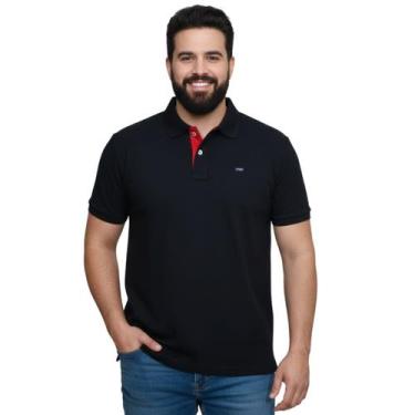Imagem de Camisa Gola Polo Masculina Plus Size Dawson, Preto, EG