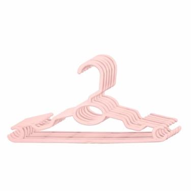 Imagem de Kit Cabides Infantil Plástico Reforçado Cruzeta Roupa Colorido (ROSA, 70 UNIDADES)