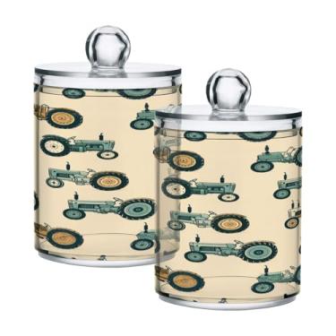 Imagem de Qilmy Pacote com 2 suportes vintage para tratores Qtip, frascos de boticário de 400 ml, vasilha organizadora de banheiro para cotonetes, bolas de algodão, almofadas de maquiagem, fio dental, sais de