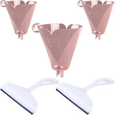 Imagem de Conjunto de 2 Rodo Plástico Multiuso Branco com Raspador 18cm + 3 Suporte de Filtro de Café Tam. 103 Rosa