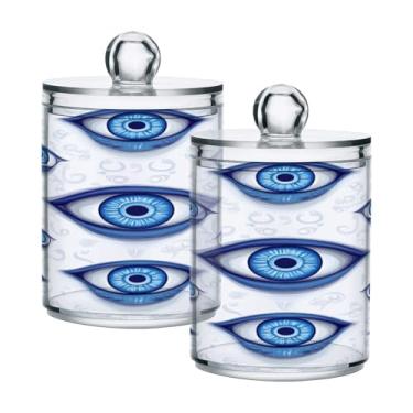 Imagem de Qilmy Qtip Suporte de boticário de 400 ml, frasco de plástico transparente para boticário com tampa, dispensador de recipiente de banheiro para bola de algodão, cotonete, fio dental, pacote com 2