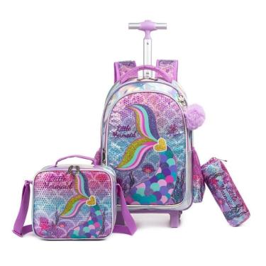 Imagem de Kit Mochila Escolar Infantil Menina Lancheira Térmica Estojo 24 Litros-Unissex