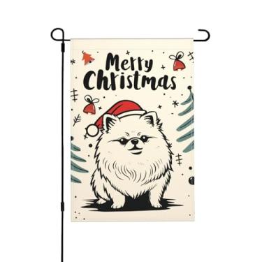 Imagem de Bandeira de jardim de Natal Pomerânia dupla face vertical sazonal inverno exterior quintal decorações de gramado 12,5 x 18 polegadas